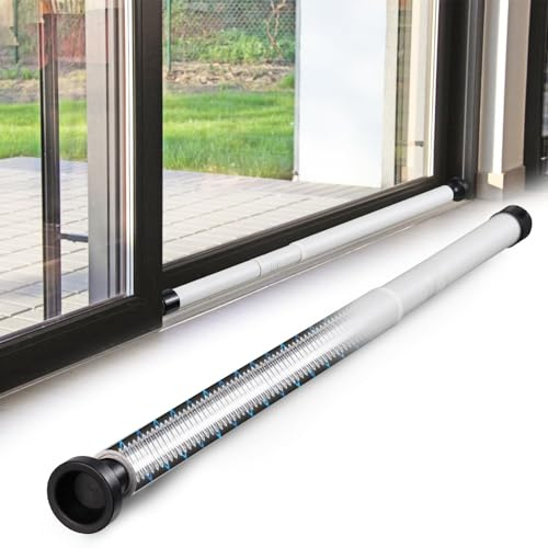 Barra de seguridad para ventanas, protección antirrobo, para puertas correderas, pestillo blindado ajustable, barra de seguridad para ventanas (blanco, 2 unidades)