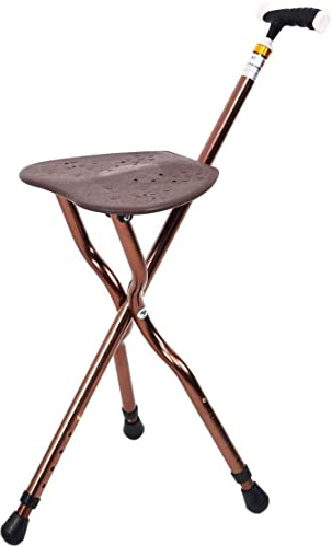 QHLMLL Canne Pliante, siège, Canne de Marche, réglage de la Hauteur, siège, capacité de 350 LB, Tabouret combiné, Massage de Luxe, Canne en Aluminium, Aide au Voyage pour Personnes âgées