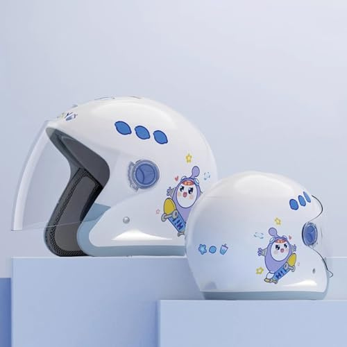 Kids Motorcycle Helmet Open Face Lightweight Half Helmet with Visor ECE Approved Moped Helmet for Scooter Youth Boys Girls A,XS50-51CM