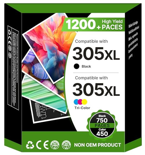 305XL Multipack Druckerpatronen Ersatz für HP 305 XL Schwarz und Farbe Patronen für HP DeskJet 2700 2710 2720 2722 DeskJet Plus 4110 4120 4130 Envy 6000 6010 6020 6032 Envy Pro 6400 6420 (2-Pack)