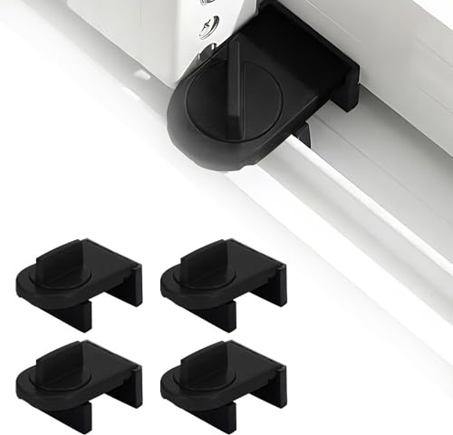 FEIHS 4 Pièces Verrou Baie Coulissante, Serrure Butée Réglable, Serrure de Sécurité pour Fenêtre, Bloque Fenetre Coulissante, Sans Perceuse, pour Portes et Fenêtres Coulissantes (Noir)