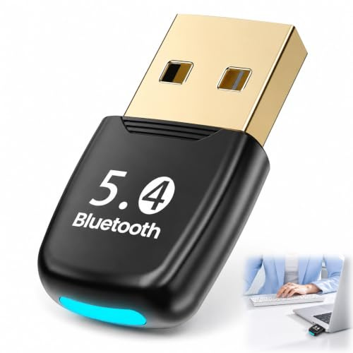 Adaptador Bluetooth para PC, Bluetooth USB para PC 5.4 USB Receptor Bluetooth Dongle Plug and Play Mini Adaptador Inalámbrico para Windows Compatible con Altavoces Ratón Teclado Mando y Portátil