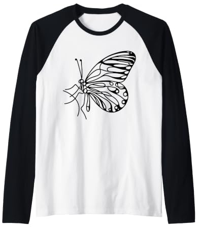 Butterfly Line Art Entomologist Raglan Baseball Tee