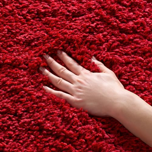 Safavieh Alfombra Shag Sala de Estar, Comedor, Dormitorio - California Shag Collection, Pelo Largo, Rojo, 122 X 183 cm