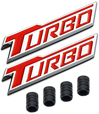 Dsycar 1Pair 3D Metal TURBO Logo auto Badge Emblem Sticker + 4Pcs Stile zigrinato con tappi valvola di plastica Core per Universal Car Styling Accessori decorativi