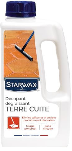 STARWAX - Décapant pour Tomettes et Terres Cuites - Elimine salissures et anciens produits - Remet un Sol à Nu Avant Rénovation - Sans Rinçage - Usage ponctuel- Fabriqué en France - 1L - 30 à 50m²