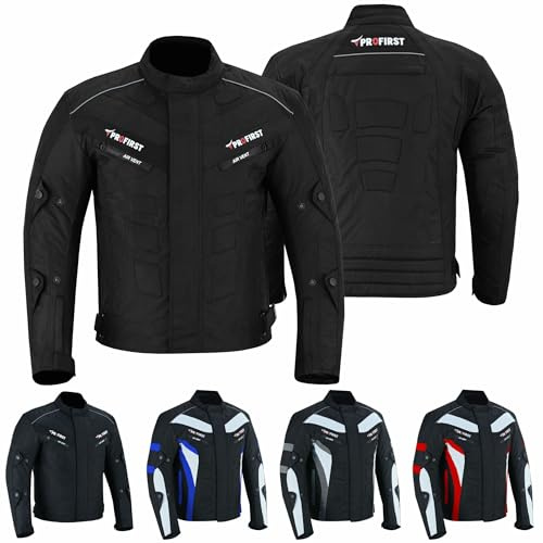 Chaqueta de la motocicleta para hombre/de la motocicleta textil protectora impermeable extraíble tela de pana, Negro, X-Large