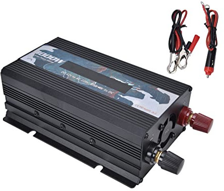 3000 W Reiner Sinus-Wechselrichter, DC 12 V Bis 220 V AC Auto-Wechselrichter mit Autoadapter und Steckdose und Summererinnerung, Multifunktionaler Auto-Stromrichter für Zuhause, Wohnmobil,(Schwarz)