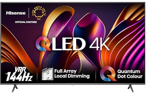 Hisense 65E7NQ Pro 164 cm (65 Zoll) Fernseher, 4K UHD, QLED, Smart TV, Total HDR, Dolby Vision IQ Atmos, 144Hz (VRR), HDMI 2.1, Game Mode PRO, Triple Tuner, Alexa Built-In, Dunkelgrau, [2024]