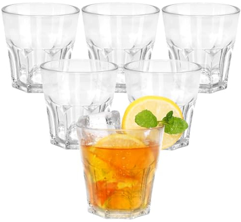 6 st plastmuggar, 9,15 oz genomskinliga stapelbara (260 ml) | Återanvändbara för vuxna fester, 260 ml stapelbara plastmuggar för hem, camping, picknick, grillning