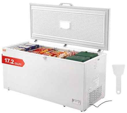 VEVOR Congélateur Coffre 488 L, Grand Surgélateur Autoportant avec 4 Paniers Amovibles, Porte Ouverte sur le Dessus avec Couvercle Verrouillable, Température Réglable sur 7 Niveaux, Éclairage LED