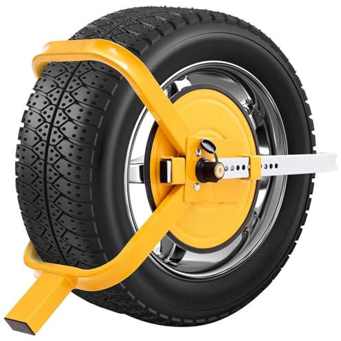 Taylor & Brown Wheel Clamp Heavy Duty Anti-Theft Lock Device for Small-Wheeled Cars Caravans Trailers Motorhome Car Van with 13 to 15 Wheels, Yellow