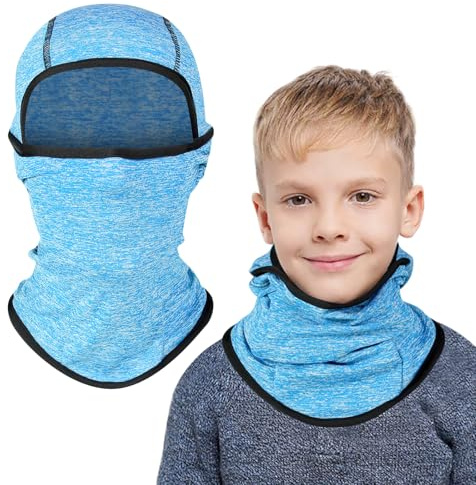 AYPOW Kids Thermal Balaclava, Winter Multifunction Windproof Warm Ski Mask Cycling Balaclava Full Face Cover Under Helmet Hat with Neck Warmer, for 2-8 Years Boys Girls Children Winter Outdoor Sports