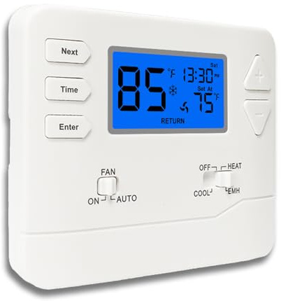 Thermostat for Heat Pump,NonProgrammable Thermostat for Home, Conventional Single-Stage Systems,2 Heat/1 Cool Heat Pump Or 1 Heat/1 Cool, Easy DIY Install,Blue Backlight