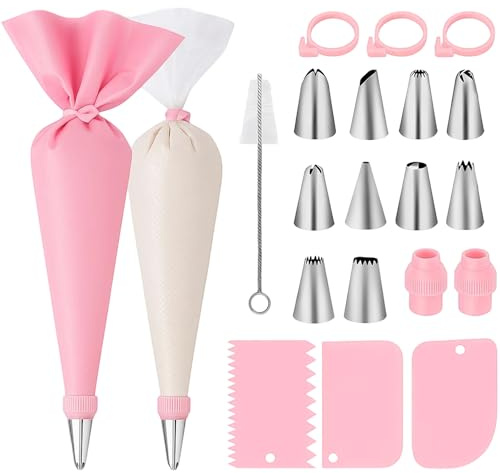 40 Pcs Piping Bags and Nozzles Set, Cake Decorating Kit with Premium Icing Piping kit and Piping Nozzles, Ideal for Cupcake Icing, Pastry Filling, and Creative Food Designs