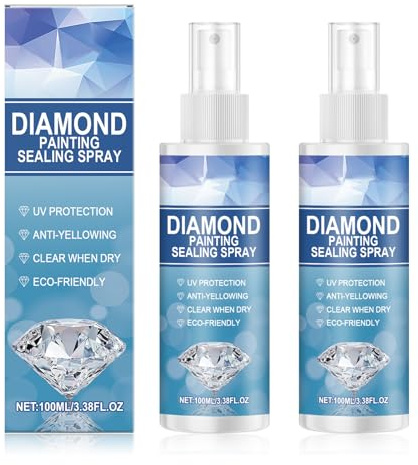 2 Pezzi Colla Diamond Painting, 100ML Diamond Painting colla Spray, Spray Sigillante per Pitturaa Diamante, Adatto per Pittura con Diamanti, Trasparente, Resistente ai Raggi UV, Anti-ingiallimento