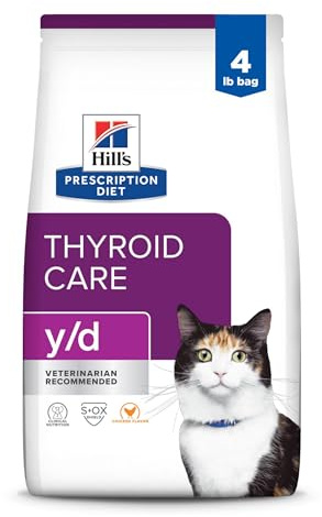 Hill's Prescription Diet y/d Thyroid Care Dry Cat Food, Veterinary Diet, 4 lb. Bag