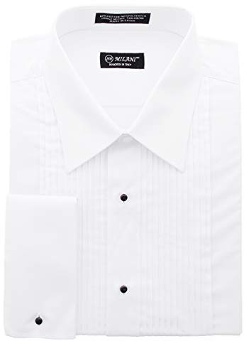 Milani Men's Tuxedo Shirt with French Cuffs 18, 36/37 White