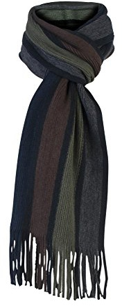 Giovanni Cassini Mens Luxury Italian Inspired Stylish Warm Knitted Striped Winter Scarf (New Brown Khaki)