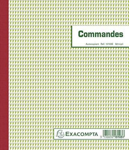 Exacompta - Réf. 13103AE - 1 Manifold COMMANDES - 50 feuillets numérotés et autocopiants - triplicatas (1 original + 2 copies) - format 210 x 180 mm - fabriqué en France