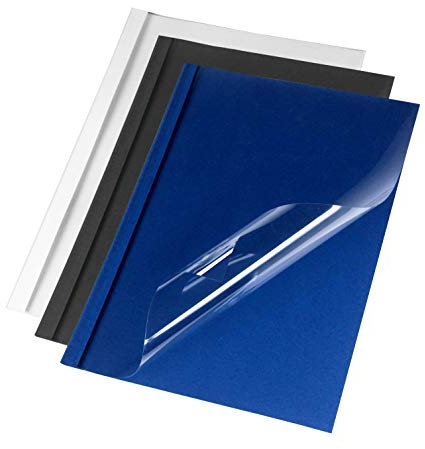 20 Thermobindemappen SORTIMENT 1.5/3.0/4.0/6.0 mm (10-60 Blatt) - Ledergeprägt (schwarz)