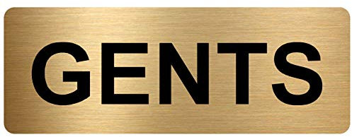 METAL Aluminum GENTS Toilet Sign-TEXT ONLY-Brushed GOLD -Toilet Lavatory,Restroom Door Notice Office Shop Home Warehouse School Toilets