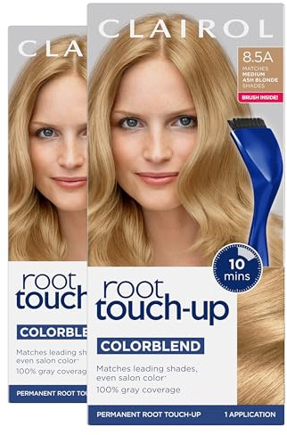 Clairol Root Touch-Up by Nice'n Easy Permanent Hair Dye, 8.5A Medium Ash Blonde Hair Color| 100% Gray Coverage | Easy Brush Application | Matches Professional Salon Shades | Pack of 2