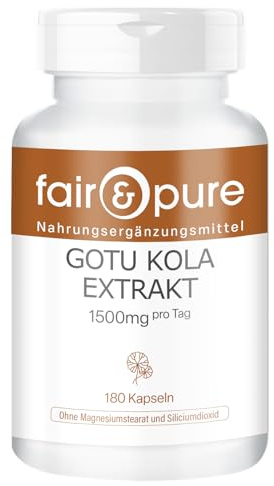 Fair & Pure® - Gotu Kola Extract 1500mg - 180 Capsules - Centella asiatica - with Vitamin C & zinc - Vegan - high Dosage