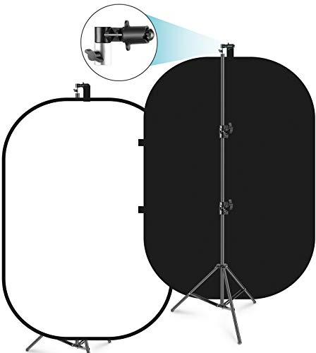 Neewer 150x200 cm Chromakey Noir et Blanc 2-en-1 Toile de Fond Pliable Pop-Up Pliable avec Support, Panneau Pliable pour Photo, Vidéo, Diffusion en Direct, etc.