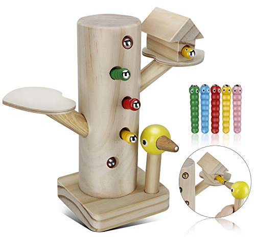 Jooheli Montessori Spielzeug, Magnetisches Spielzeug Kinder Spiel 3 Jahre, Specht Raupen Fangen Spiel Montessori Spielzeug, Lernspielzeug ab 2 3 4 Jahren Jungen und Mädchen Geschenke