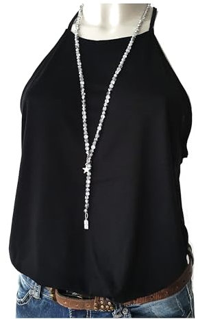 Y-Kette lange Halskette Ypsilonkette silber glänzend schimmernde Glasperlen mit Anhänger Stern Geschenkidee für Damen