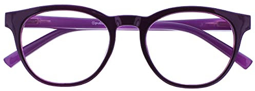 OPULIZE Blu - Occhiali da Lettura Filtro Luce Blu Montatura Tonda Fashion Cerniere a Molla Migliorano il Sonno Gaming Computer Anti Riflesso Viola Uomo Donna B5-5 +1.00