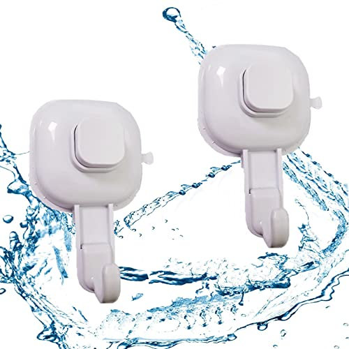 DINGFENG 2 Stück Kunststoffhaken，Ohne Bohren，Abnehmbare Haken, Saugnapfhaken, Handtuchhaken, Multifunktionale Kleiderhaken für Badezimmer, Küche, Schlafzimmer, Türen und Fenster (Weiß)