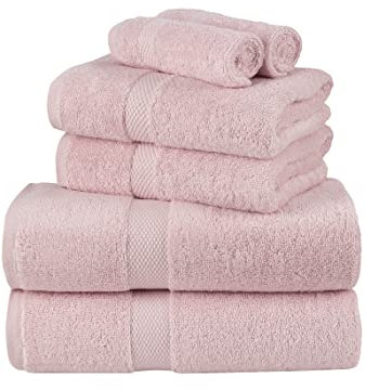 La Maison 100% Egyptian Cotton 600GSM Superior Towel Bale Set Hand Towel Bath Towel 6 Piece Super Soft Everyday Use (Soft Pink)