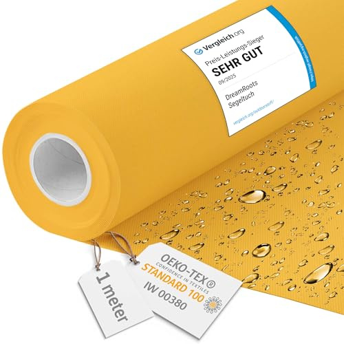 DreamRoots Tissu imperméable extérieur au metre 160 cm Largeur - Toile exterieure impermeable 100% de polyester 600D 220g/m - Tissus au metre ameublement Mango 1M