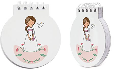 Lot de 25 carnets pour enfants première communion, fille vêtue de première communion avec bougie à la main. Original carnet à donner comme cadeau ou détail aux invités à une première communion.