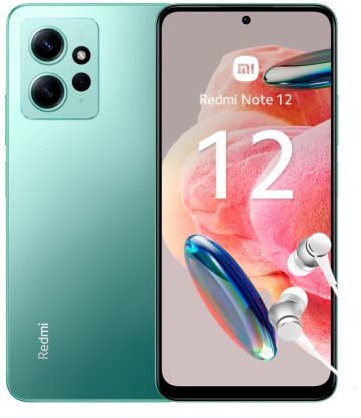 Xiaomi Redmi Note 12 Smartphone, 4 + 128 GB, 6.67 Inch FHD+ AMOLED DotDisplay, 5,000 mAh, 50 MP Camera, 33 W Fast Charging, Dual SIM, Mint Green (UK Version 2 Year Warranty) (Renewed)