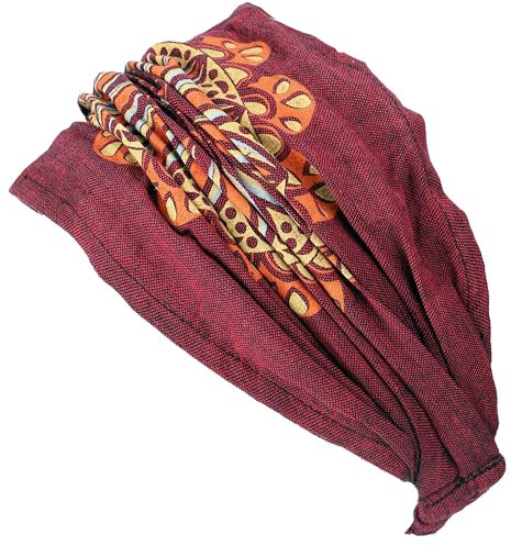 GURU SHOP Haarband, Kopfband, Bandana mit Farbenfrohem Mandala, Kopfbedeckung - Weinrot, Herren/Damen, Baumwolle