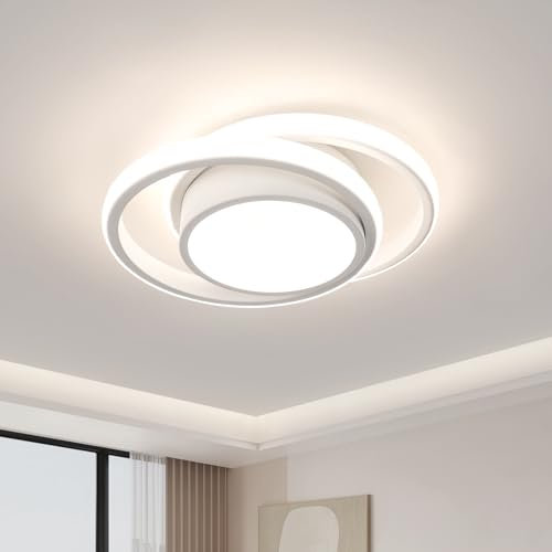 Dorlink LED Ceiling Light, 32W 2880LM Modern Ceiling Light Dual-Round, 4500K White Aluminum Close to Ceiling Light Fixture for Bedroom, Kitchen, Living Room