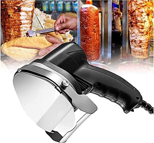 MLUENF Affettatrice elettrica Commerciale per Kebab, Coltello Professionale per Doner Kebab, Spessore Regolabile 0-8 mm Coltello per Tagliare la Carne per Tagliare l'agnello Kebab Turco