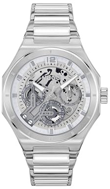 HUGO Montre Analogique Multifunction à Quartz pour Homme Collection #Grail Skeleton avec Bracelet en Acier Inoxydable argenté - 1530377