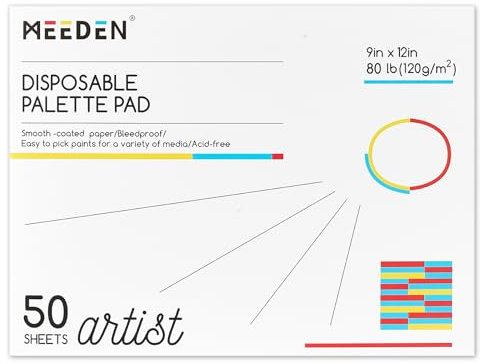 MEEDEN Künstler Palettenpapier Pad: 22,9 x 30,5 cm, 50 Blatt (36,3 kg/120 g/m²) Farbpalettenpapier-Einweg Mischpapier für Acryl, Aquarell, Ölmalerei