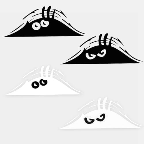 Generisch 4 Stück Autoaufkleber Lustig, 3D Peeking Monster Cartoon Aufkleber, wasserdichte Vinyl Sticker für Auto, Motorrad, Stoßstange, Fenster, Lustige Monster Aufkleber