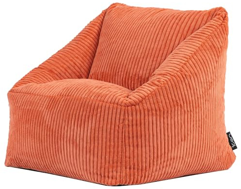 icon Natalia Pouf Bambini, Arancia, Velluto a Coste, Pouf Poltrona, Poltrona Sacco con Riempimento Incluso, Sedia Bambini, Mobili Camera da Letto