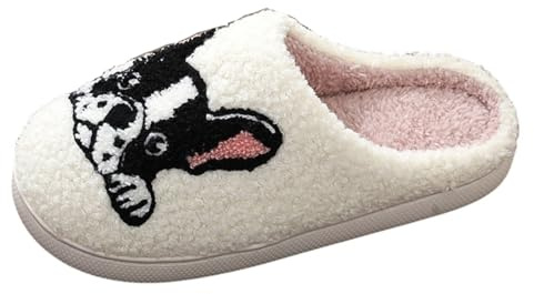 Generisch Francés En Europa Y Estados Unidos Zapatillas De Mujer 2025 Invierno Cálidas Mocasines Chicas Mullido Piel De Cordero Zapatillas, Blanco, 41 EU