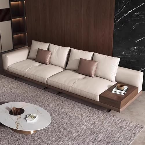 Italiensk lyxig enkel lädersoffa, massiv träram, rymlig och mjuk soffa, modern stor storlek, lämplig för vardagsrum/kontor/villa/lägenhet.