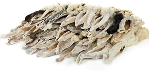 HERONS 2kg Premium Rabbit Ears with Fur - PREMIUM RABBIT EARS - 100% Natural Dog Treats Chews, Perfect for BARF Diet, Hypoallergenic Chew for Puppies, Adults & Seniors