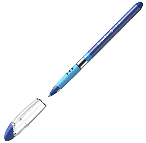Schneider 151203 writing instruments ballpoint pen Slider Basic, cap model, XB, blue, barrel color transparent, 1 piece