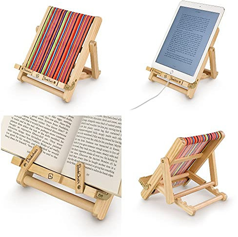 Gifts for Readers & Writers Wood Bookchair for iPad, Cookbook and Tablet, Multistrip