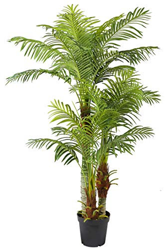 Große Künstliche Palme Deluxe 180cm mit 3 Stämmen und 30 Palmenwedel Kunstpflanze Kunstpalme Zimmerpflanze